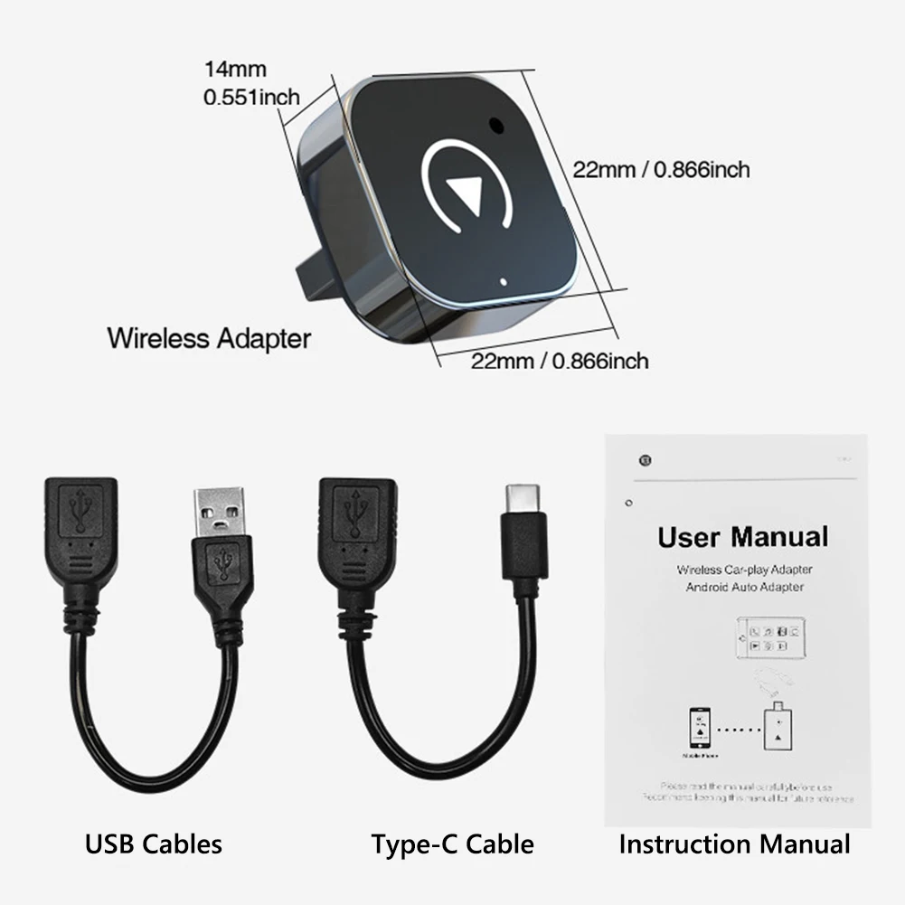 Dongle CarPlay filaire vers sans fil et Android Auto, Mini boîtier adaptateur intelligent filaire vers sans fil, connexion automatique, Dongle 2 en 1