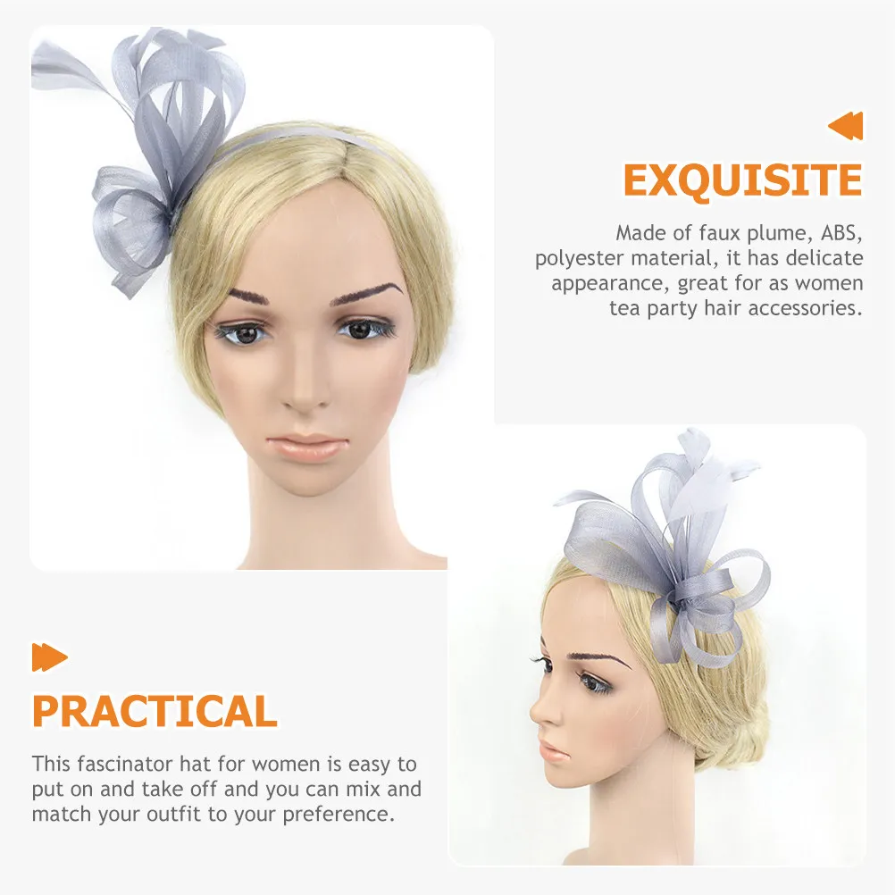 Delicate Fascinator Headband for Women Faux Plume ABS Polyester Tea Party Hat Elegant Prom Wedding Banquet Cocktail Hair