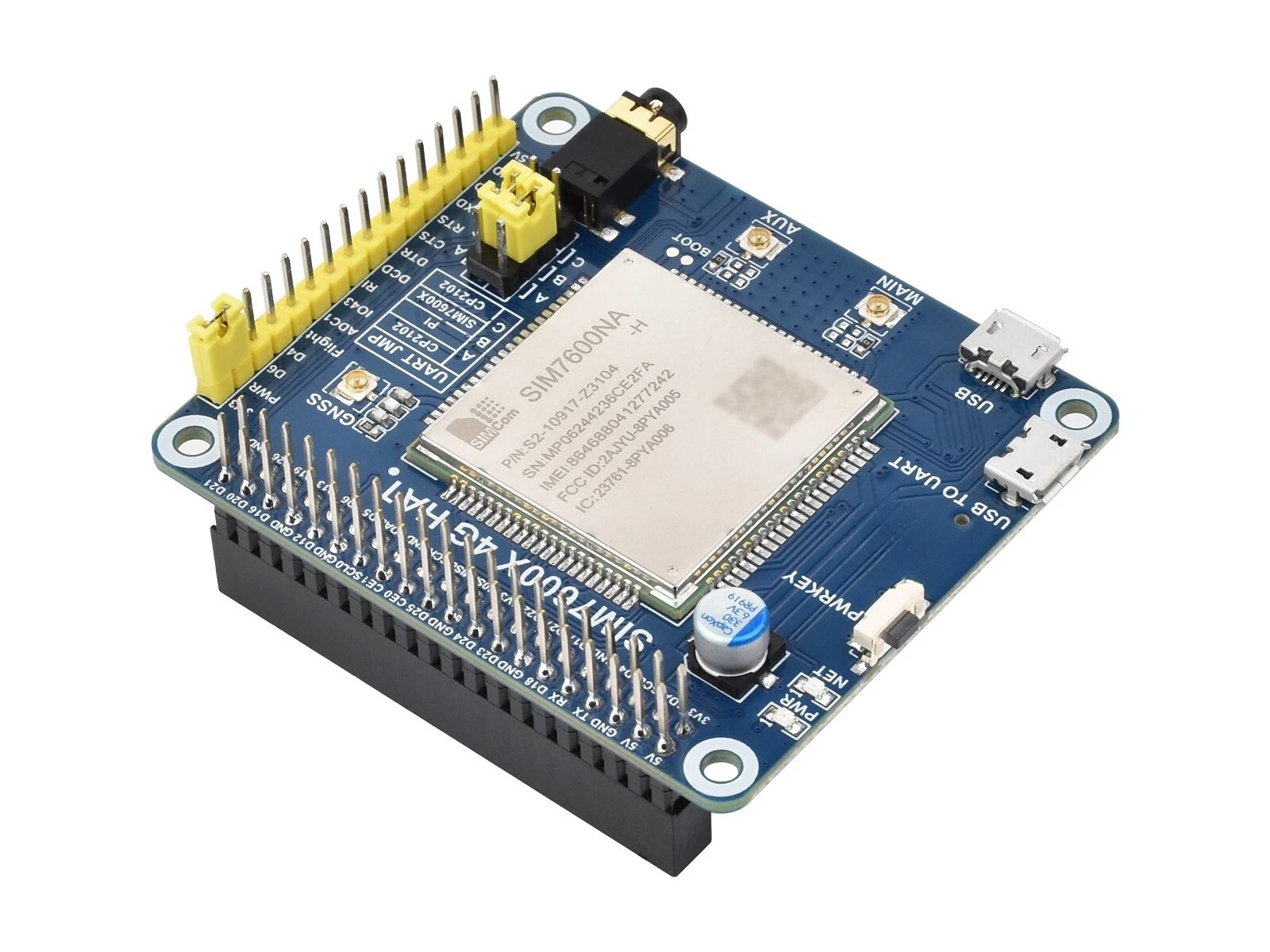 For SIM7600NA-H 4G HAT For Raspberry Pi, LTE Cat-4 4G Support, GNSS