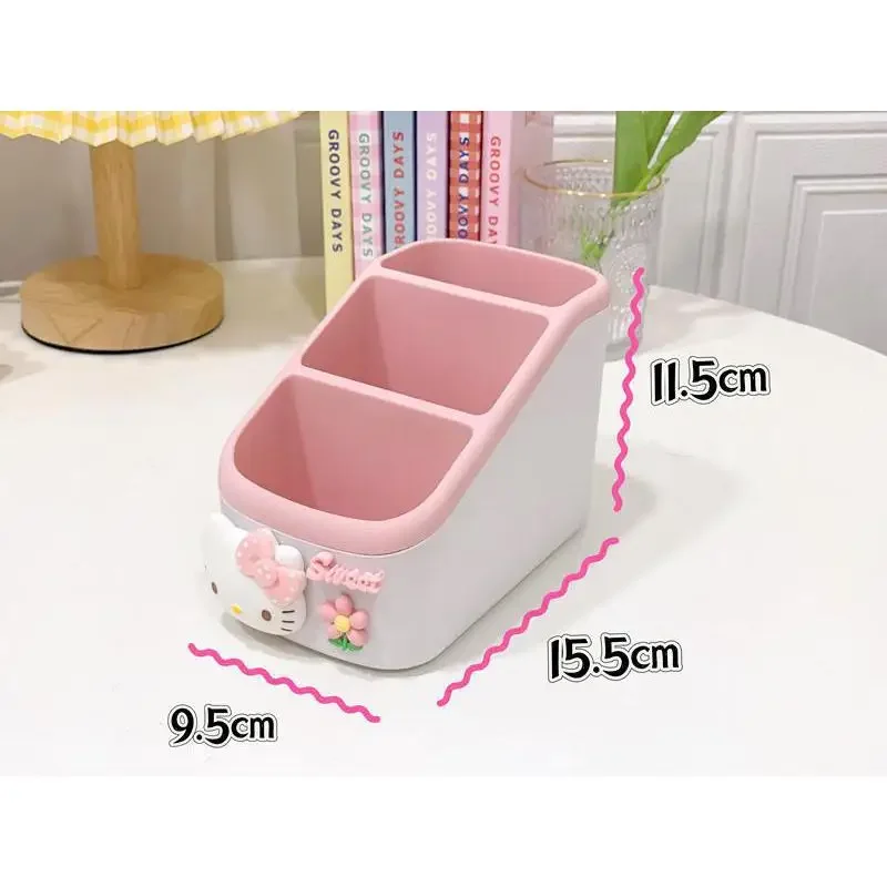 Sanrio Hello Kitty Kuromi Storage Box Kawaii My Melody Cartoon Desktop Student Stationery Multi-Compartment Jewelry Box