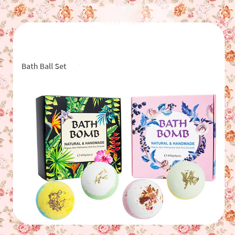 4Pcs/Set Bath Bomb Gift Set Bath Salt Balls Essential Oil Bath Bombs for Moisturizing Skin Fizzy Spa Bubble Bath Aromatic Odor