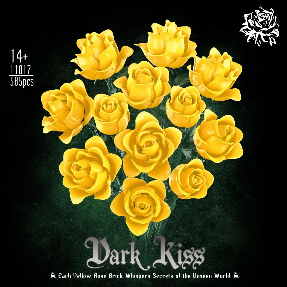 창의적인 로맨틱 발렌타인데이 선물 핑크 장미 블록 꽃 세트, DIY 시뮬레이션 부케 모델 조립 소녀용