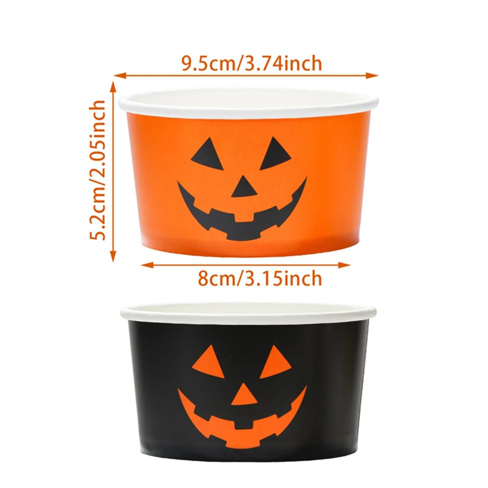 10/30/50 Stück Halloween-Papierschalen Kürbis Geist Schwarz Orange Einweg-Lebensmittelbecher Dessertschalen Halloween-Partyzubehör – Detail 6