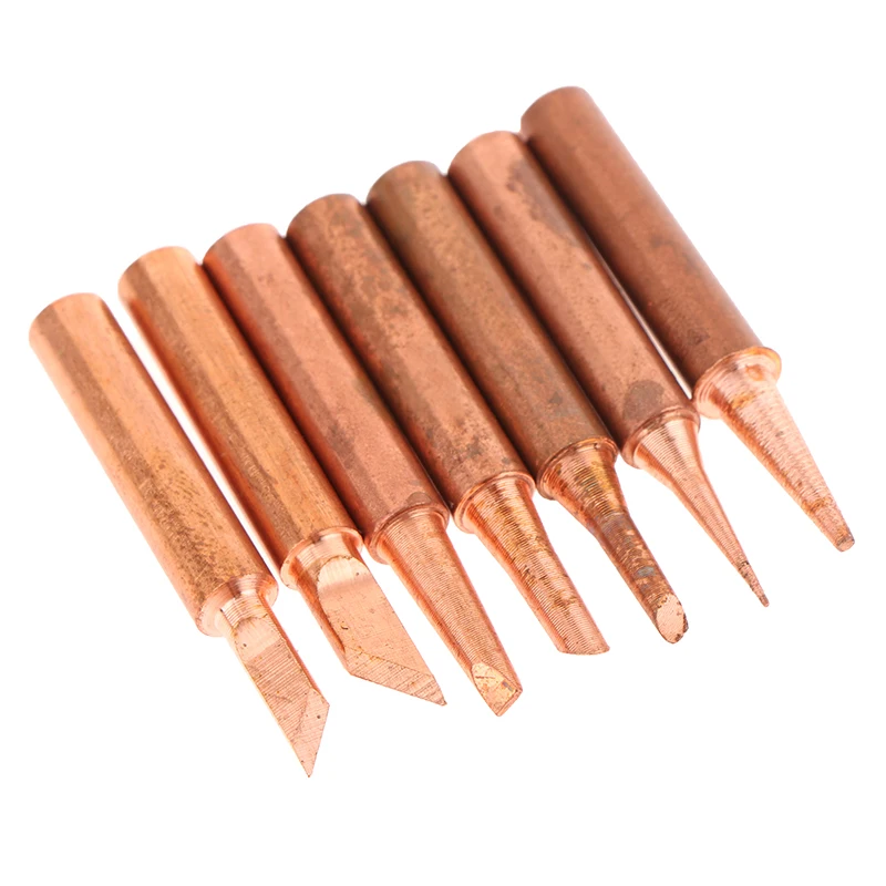 7PCS Copper T Soldering Iron Tip Set Electric Soldering Iron Lead-free Welding Tips Head BGA Soldering Tools Welding Tips