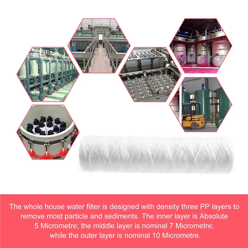 AY03-3 個浄水器 10 インチ糸巻きフィルターカートリッジ 5 マイクロメートル PP 綿フィルター沈殿物フィルター