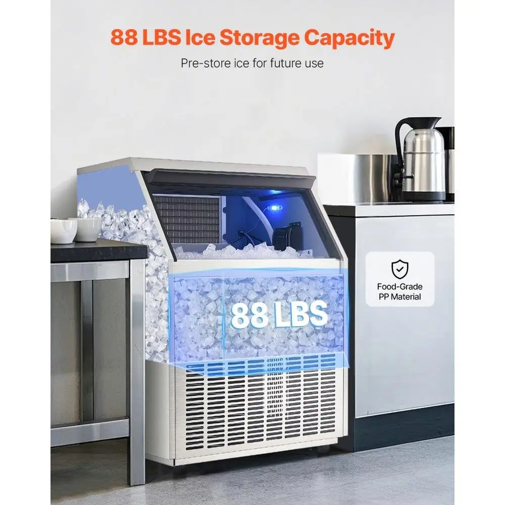 Freestanding Ice Maker Machine 265lbs Daily Production 126 Ice Cubes for Home Use Commercial Grade