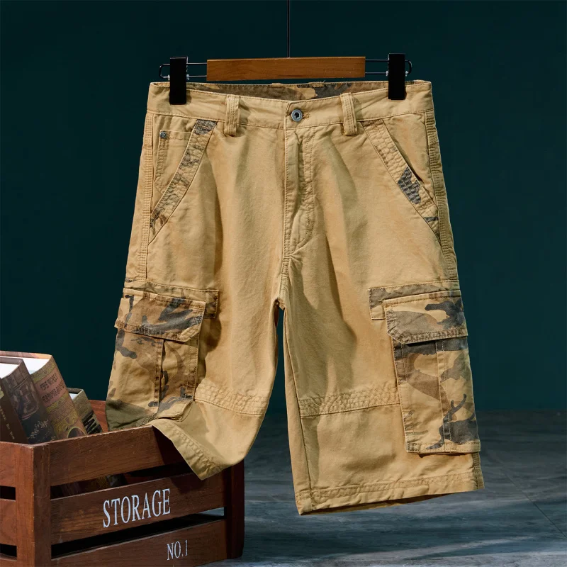 

Модные высококачественные спортивные шорты с несколькими карманами для мужчин, летние новые свободные брюки с 5 точками