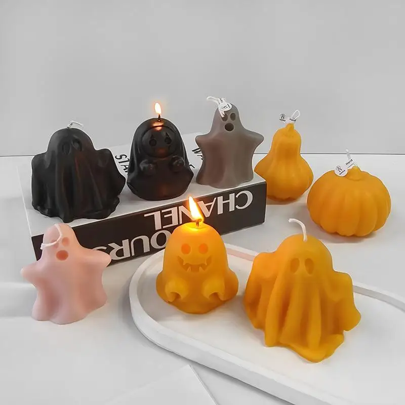 Halloween 3D Ghost Silicone Mold DIY Epoxy Resin Concrete Plaster Soap Candle Mold Party Festive Ornaments Home Decoration Gift