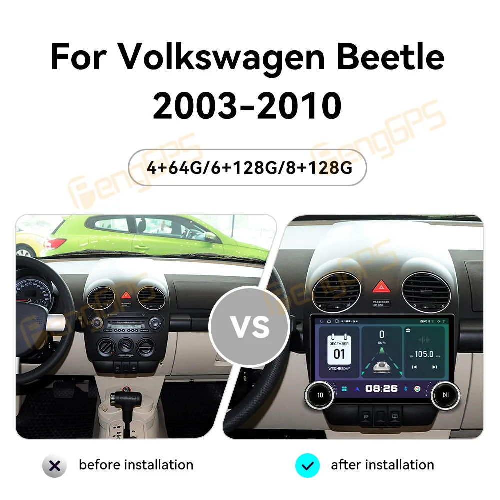 For Volkswagen Beetle 2003-2010 Android Car Radio Multimedia Video Wireless Carplay Autoradio Stereo GPS Navigation Head Unit