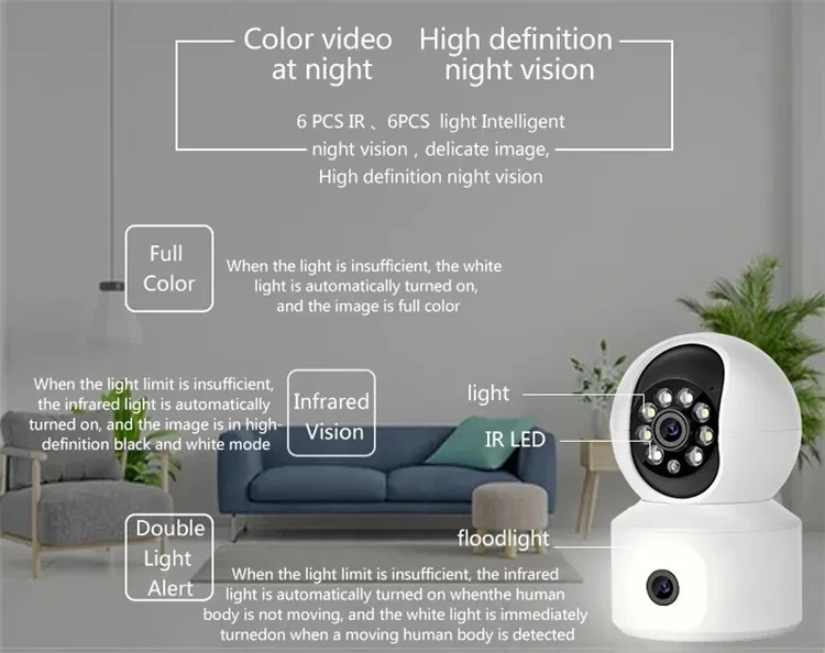 4MP  iCsee APP Bluetooth Dual Lens Double Screen PTZ  IP Dome Camera AI Humanoid Detection Full Color CCTV Intercom Baby Monitor