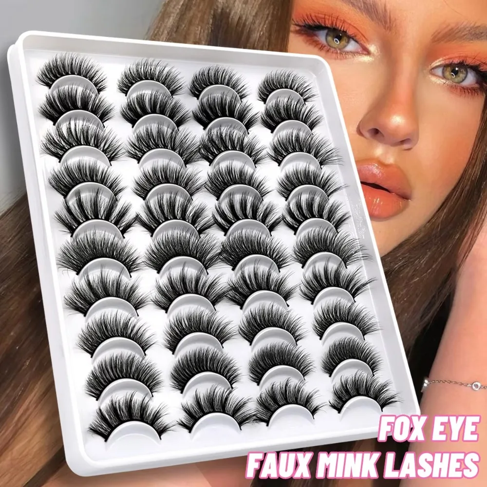 

20 Pairs 3D Faux Mink Lashes Natural False Eyelashes Dramatic Volume Lashes Eyelash Extension Makeup False Eyelashes