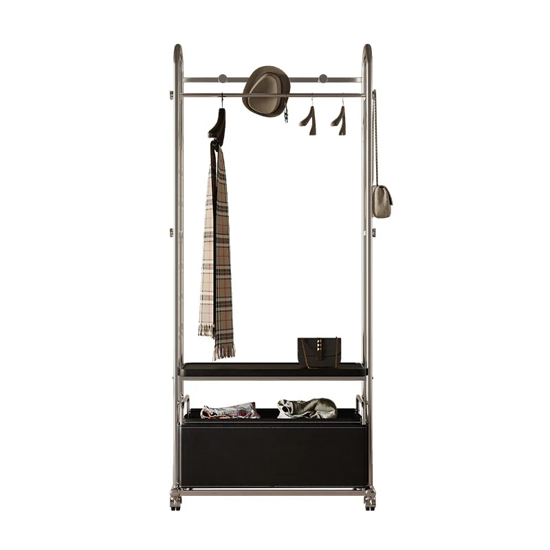 

Stainless steel movable multifunctional floor-standing coat rack