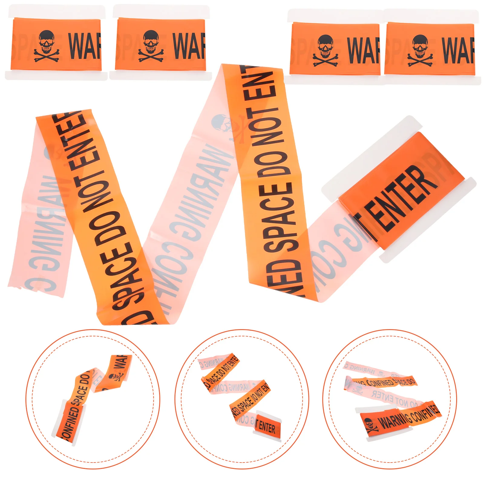 

5pcs Halloween Warning Tapes PE Material Bright Color Indoor Outdoor Decoration Courtyard Porch Tree Party Danger
