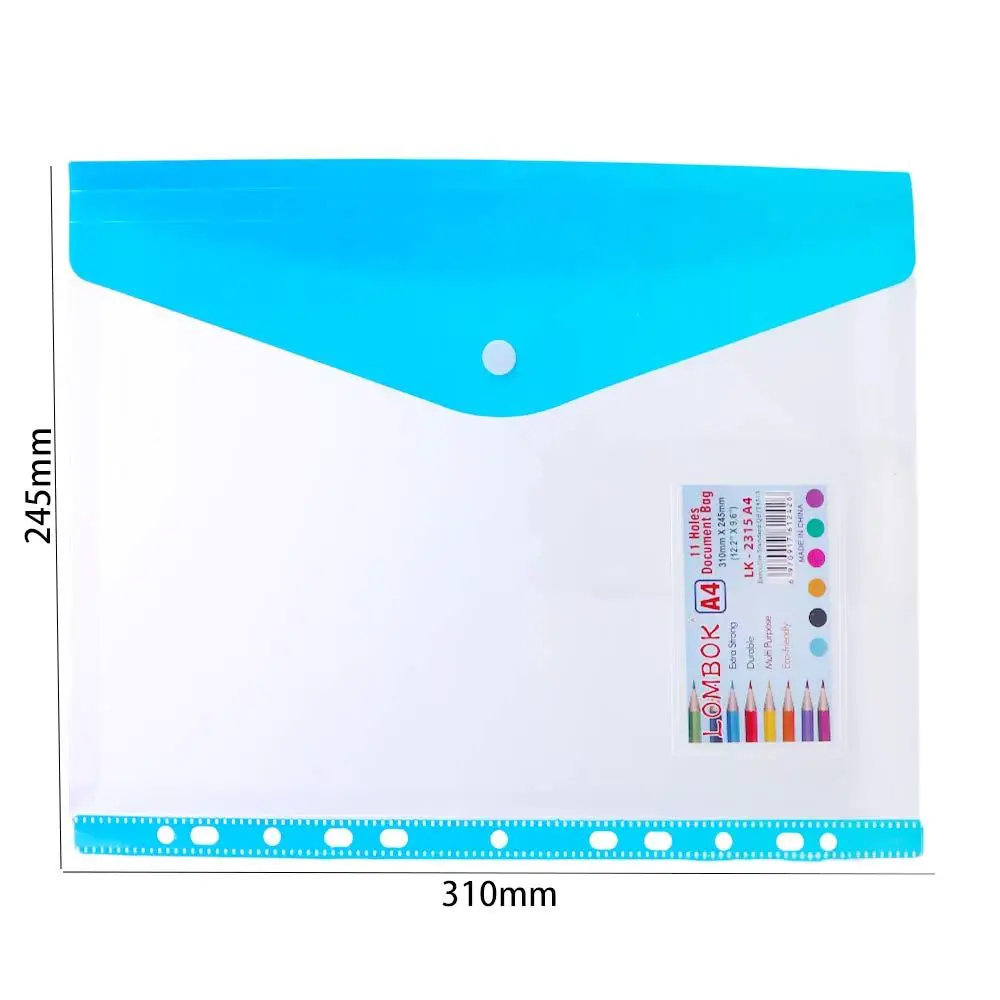 Button Zipper bag Storage Bag Transparent With Snap Closure Document Bag Document Organizer A4 File Folders Test Paper Holder