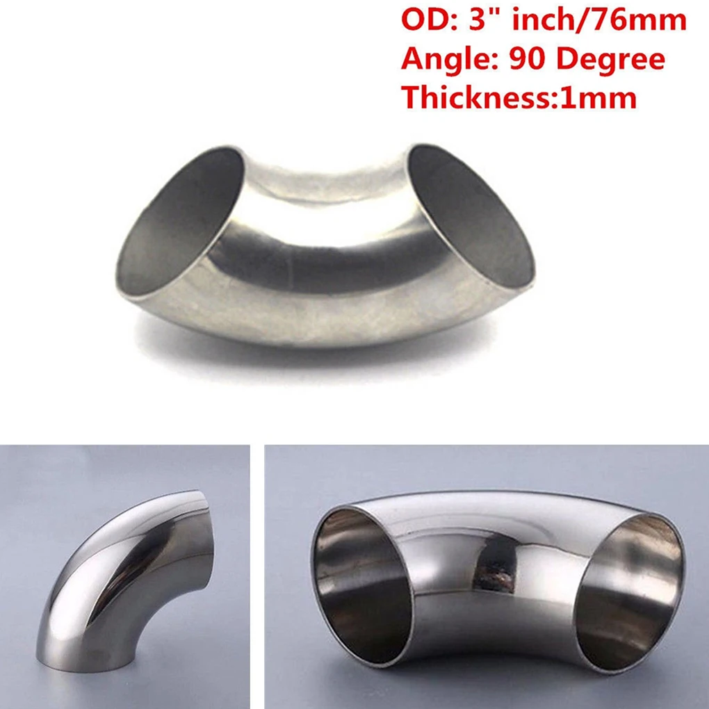 3 inch 76mm Car Bend Exhaust Pipe 90 Degree Elbow Exhaust Pipe 201 Stainless Steel Auto Parts