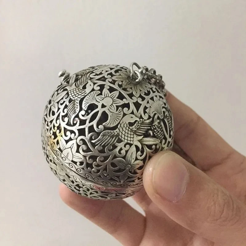 Exquisite Antique Copper Aromatherapy Ball Hollow Mini Home Incense Ball Backflow Incense Burner Sachet Ball Pendant Tea Ceremon