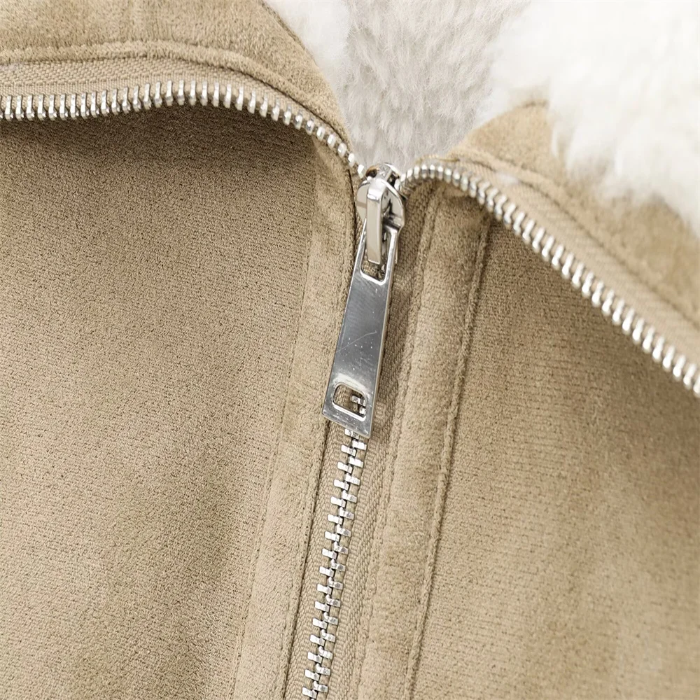 سترة قصيرة من القطيفة بسحاب مع سترة قصيرة من القطيفة للتخسيس وسترة دافئة للفتيات الأوروبية والأمريكية متعددة الاستخدامات #6