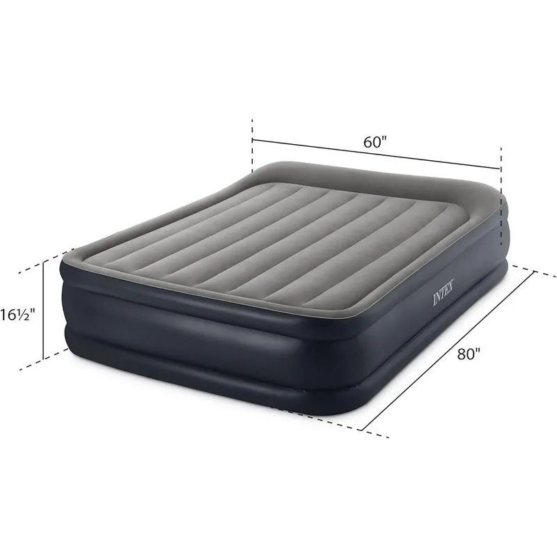 64131ED Dura-Beam Plus Deluxe Pillow Rest Air Mattress: Fiber-Tech – Built-in Electric Pump – 16.5in