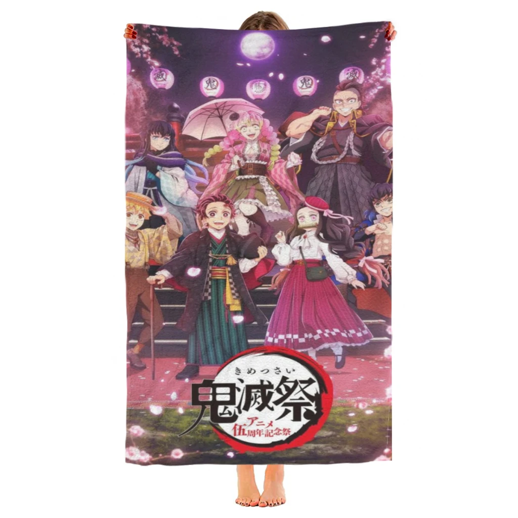 Demon Slayer Graphic Anime Beach Towel  Poncho Bathing Towels Cover-ups Quick Dry Sand Free Yoga Spa Gym Pool