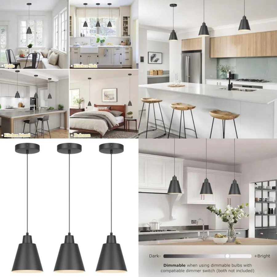 

Industrial Pendant Lights, Pendant Light Fixtures, Vintage Kitchen Island Light with Metal Shade, Farmhouse Pendant Lights for