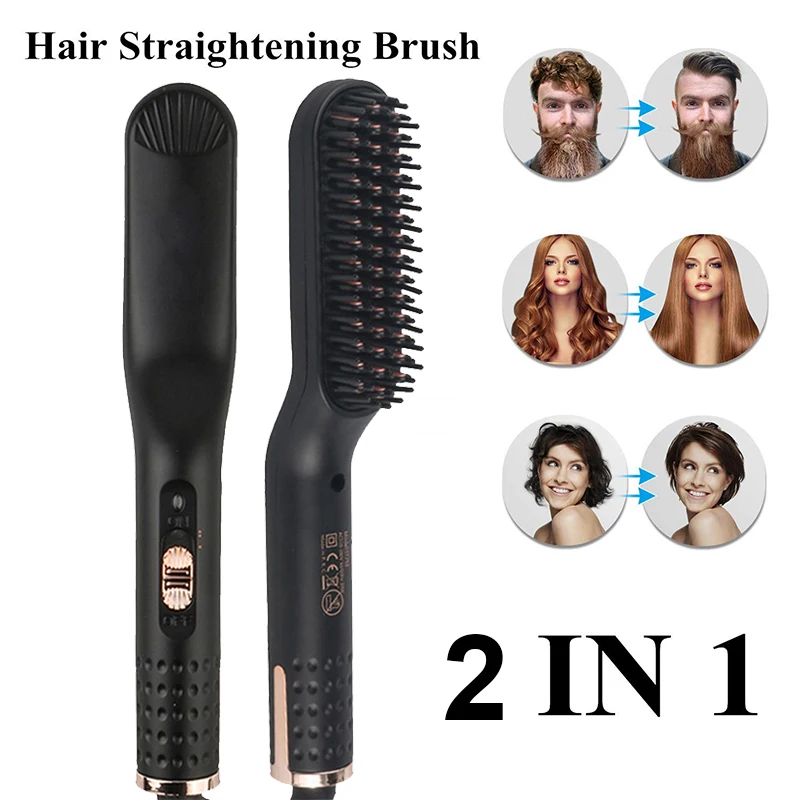 

Beard Straightener For 2 In 1 Men Multifunctional Hair Styler Electric Hot Comb And Beard Brush Hair Straightening Styling Toos
