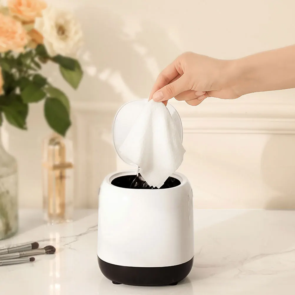 

Mini Trash Square Desktop Garbage Trash Can For Home Container Lid Kitchen Office Home Waste Paper Basket Plastic Bin