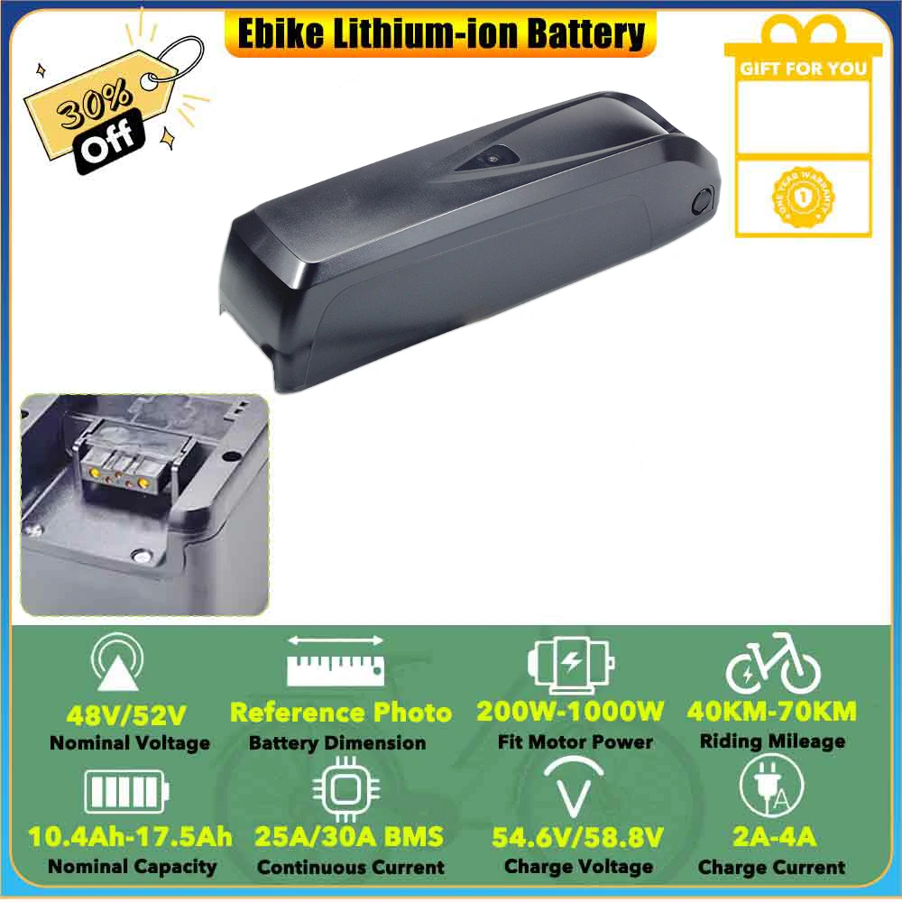 Ebike Lithium Battery 48V 52V 14Ah for 750W RadRunner RadWagon Rad Power Bike City 4 Plus Mountain Ebike