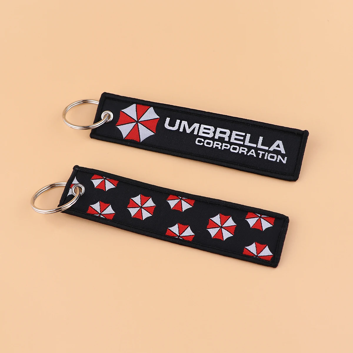 Umbrella Corporation Embroidered Keys Tag Keychains for Women Keyring Japanese Anime Car Keys Fashion Jewelry Accessories Gifts