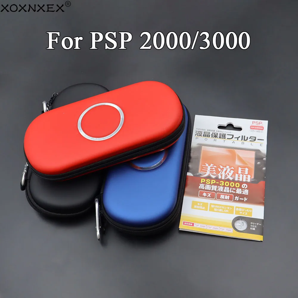 1Set für PSP 2000/3000 Spielekonsole, harte EVA-Schutzhülle, Reise-Aufbewahrungstasche mit HD-Displayschutzfolie