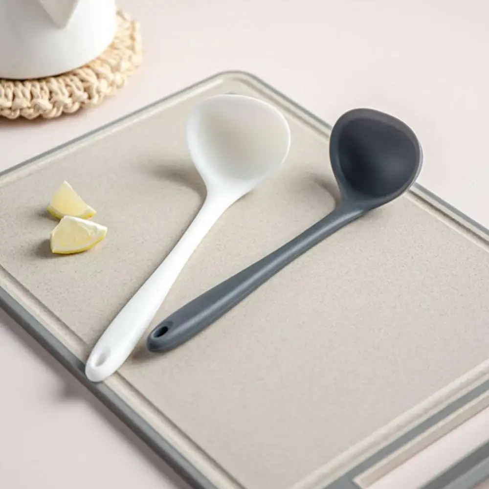 

Multifunction Heat Resistant Dinnerware Curved Handle Silicone Tableware Soup Ladle Scoop Serving Spoon