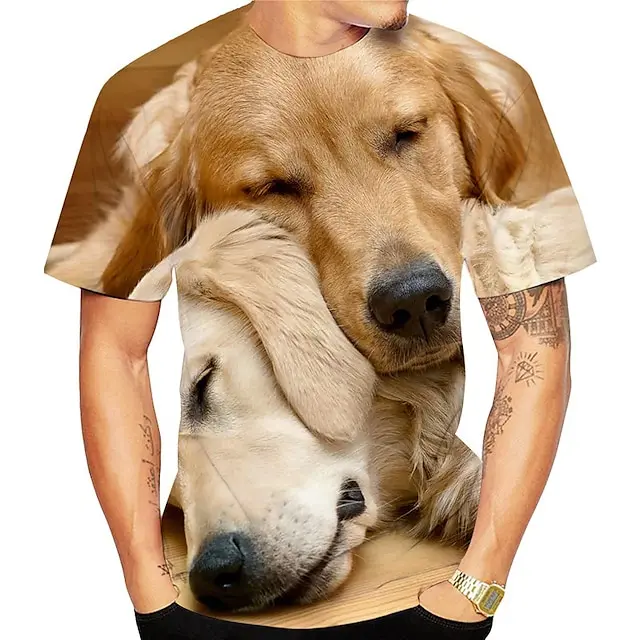 Animal Dog Golden Retriever 3D Print O-Neck T-shirts Men Vintage Short Sleeve Fashion Streetwear Harajuku T Shirt Unisex Clothes