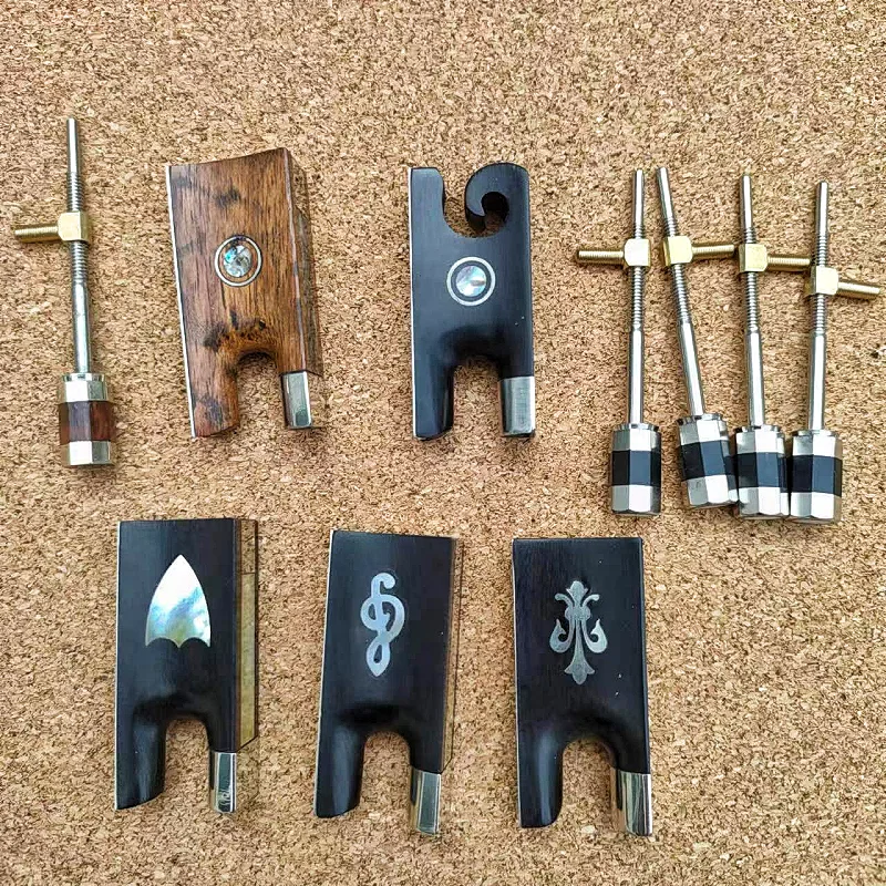 

4/4 Violin Bow Frog With Button Ebony Snakewood High Quality Violin bow Replacement Accessories