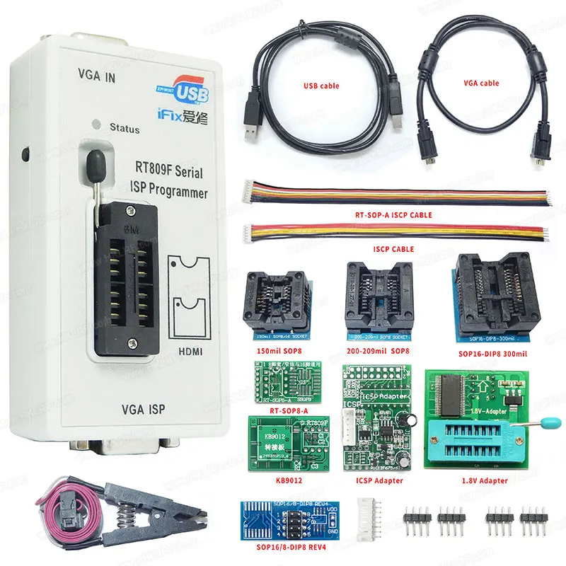 Kit de Programador USB RT809F 24-25-93, Programador de Alta Velocidad para Circuitos Integrados RT809F
