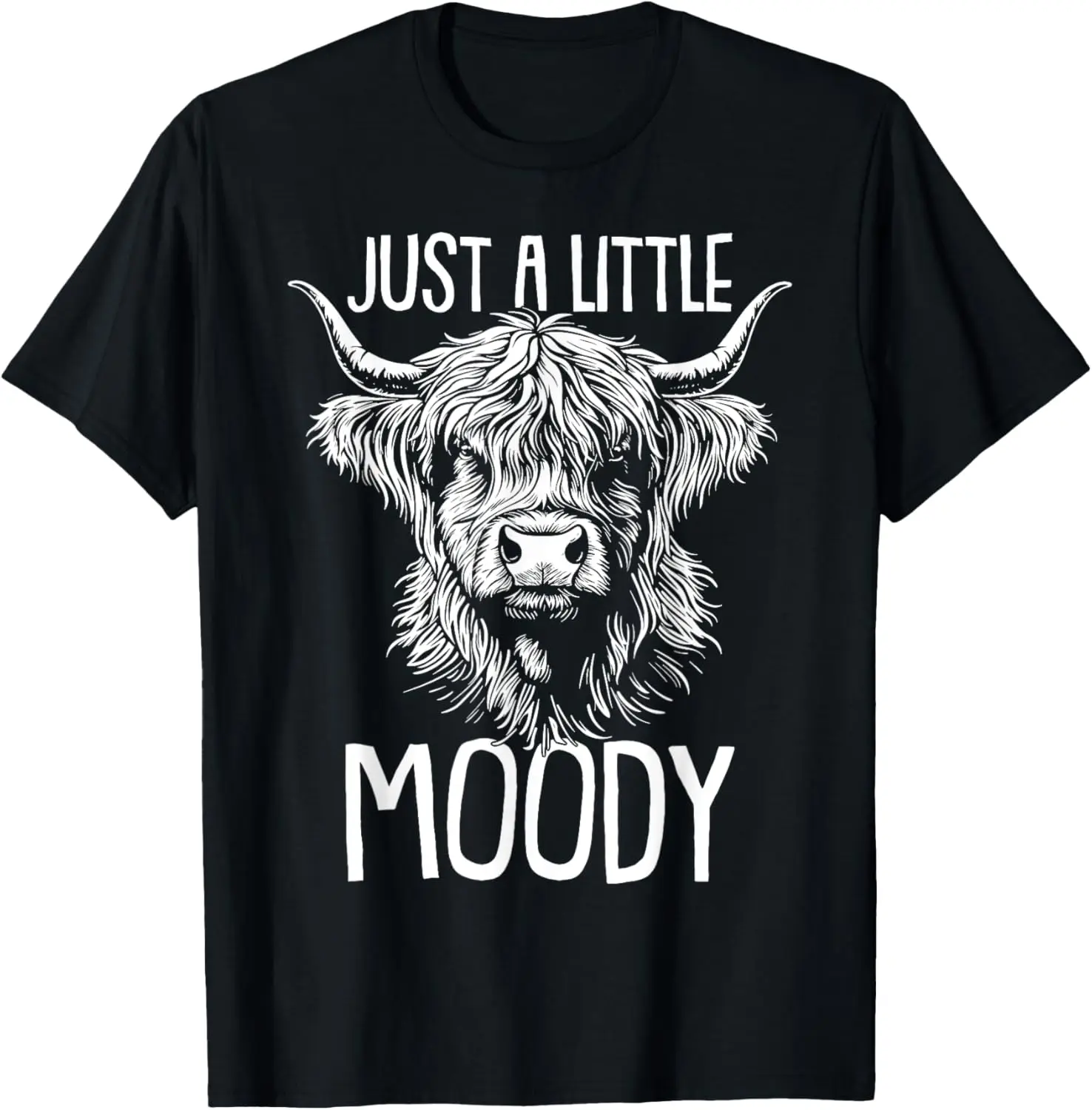 Highland Cow Just A Little Moody Funny Farming Farm Farmer T-Shirt