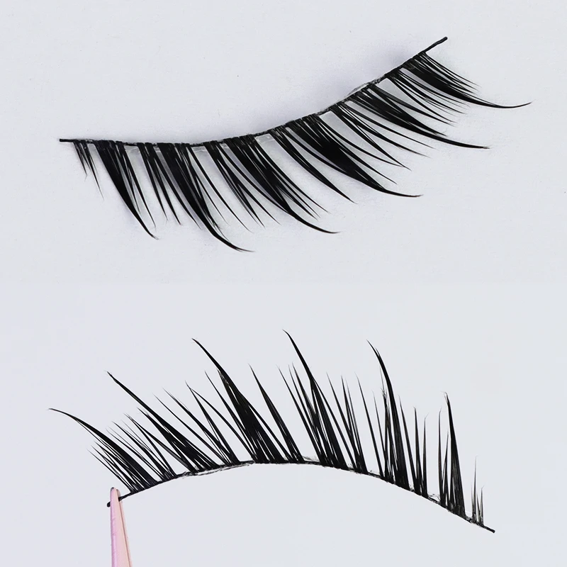 5 أزواج من الرموش الصناعية ذات الشريط الكامل مع شريط أسود ناعم، خالي من الغراء، ذيل ممدود عين الثعلب، قابل لإعادة الاستخدام #4