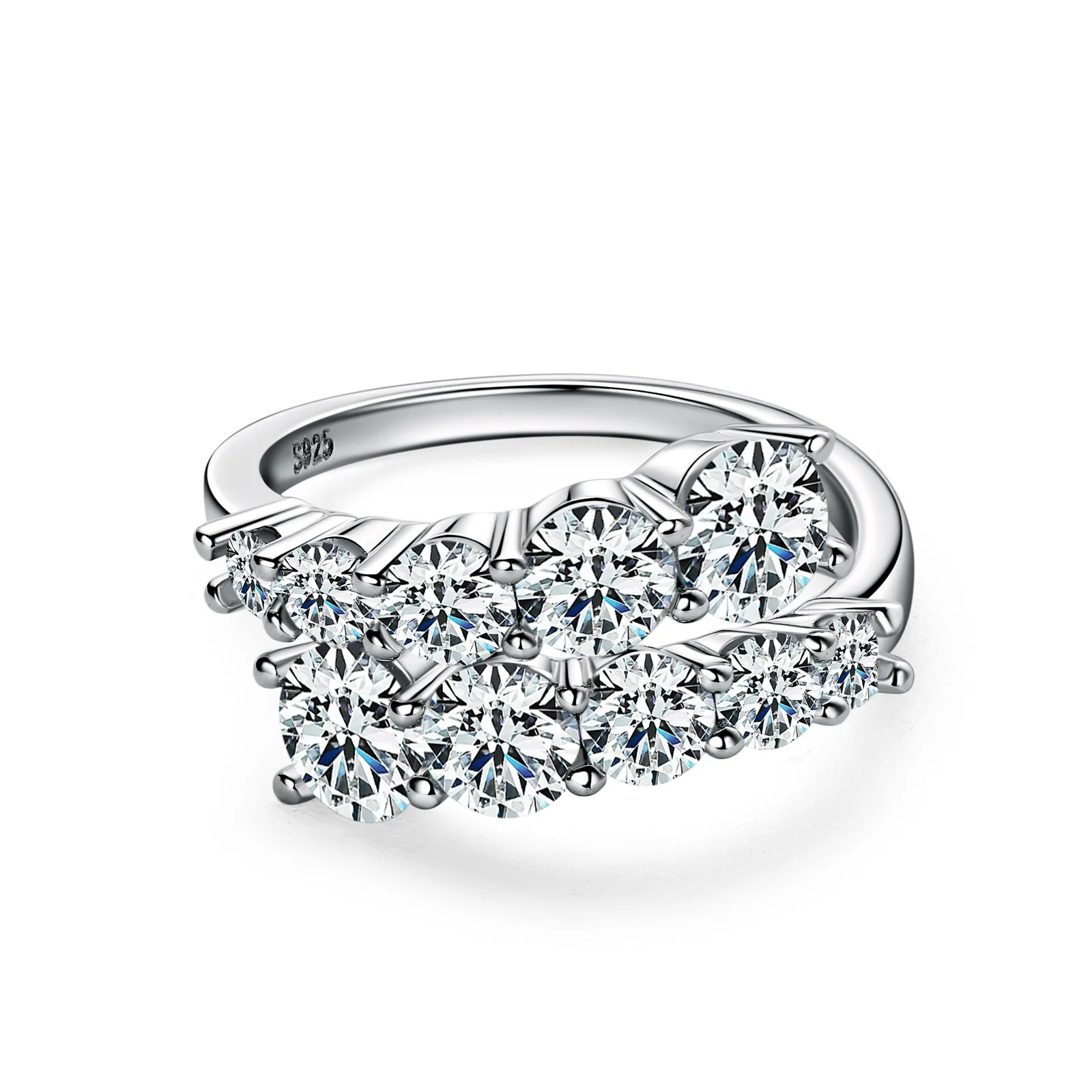 Moissanite Ring S925 Silver D Clarity Gold Plating Pass The Diamond Tester Gift GRA Certificate Twist Arm Double End Open Ring