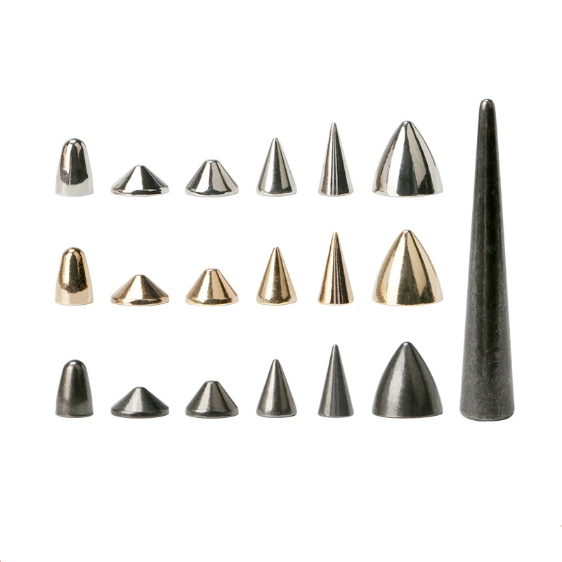 10 Sets Silber Gold Kegel Spikes Schraubbolzen Nieten Metall Baum Spikes und Nieten Metallic Schraubverschluss für DIY Lederbekleidung – Detail 1