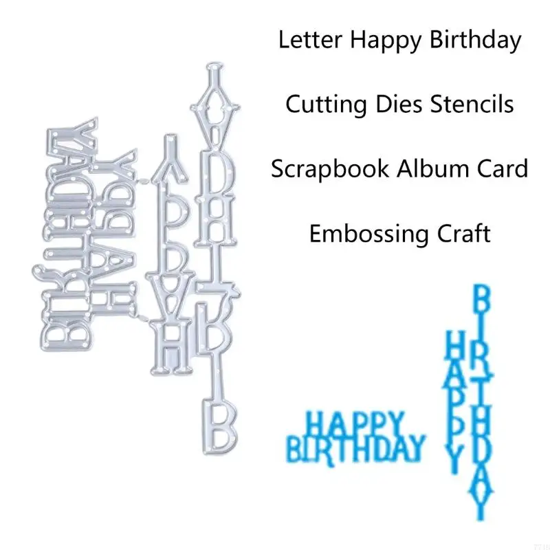 77JB Letter Feliz Aniversário Corte Dies Stonchers Scrapbook Cartão álbum Artesanato reposição