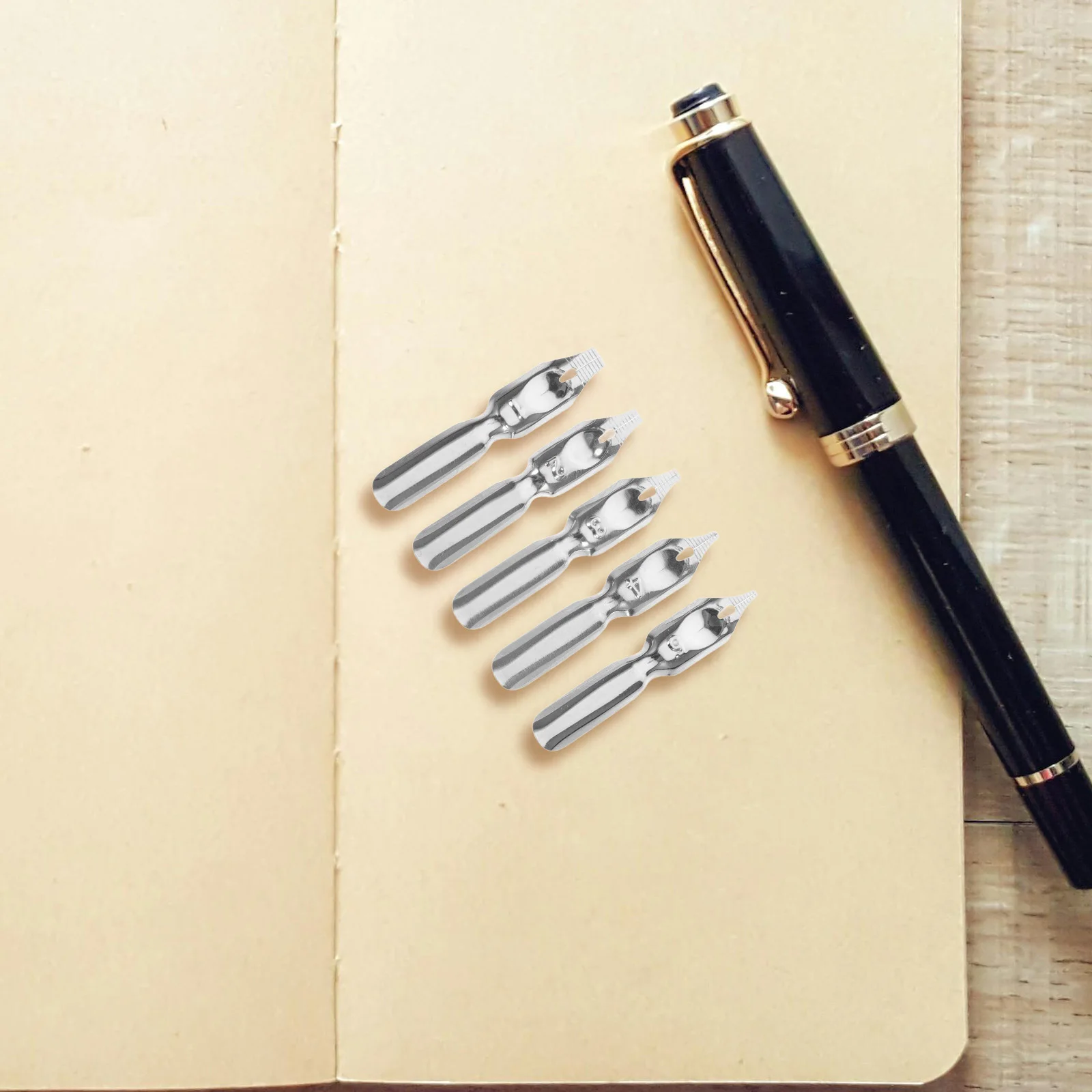 

5pcs Steel Pen Nibs for Fountain Pens Calligraphy Replacement Tips Smooth Writing Durable Practice Lettering