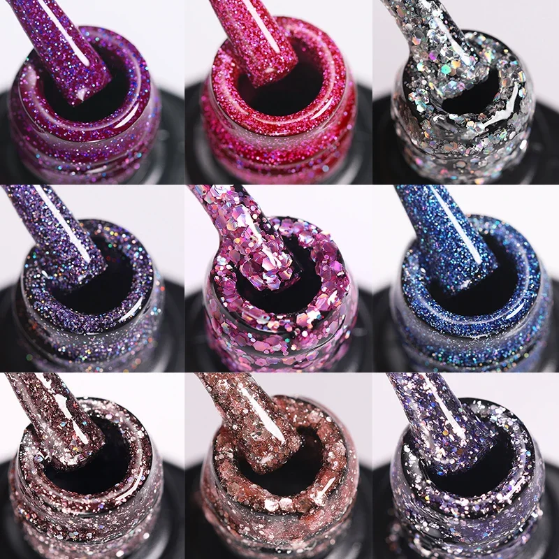 UR SUGAR 7.5ml เงินสีม่วง Glitter UV GEL Bling Sequins Soak Off Manicuring เล็บ UV GEL ต้องการฐาน Top Coat เล็บ