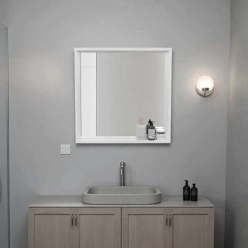 

23.6" H Medicine Cabinet with Mirror and Shelf – White Bathroom Storage Solution