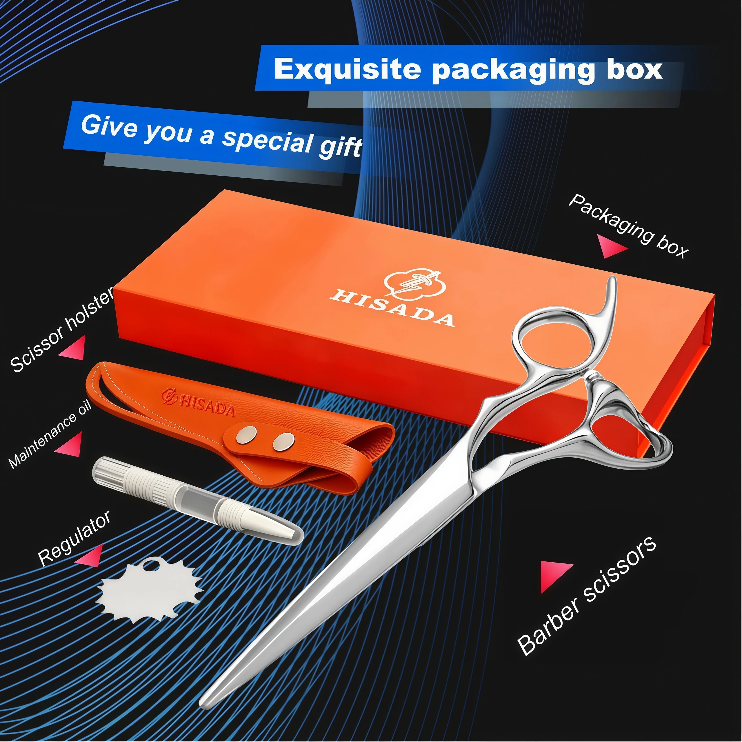 HISADA Hairdressing Scissors Professional Barber Scissors 6.3/7.0 Inch Scissors VG10 Material Professional Barber Scissors