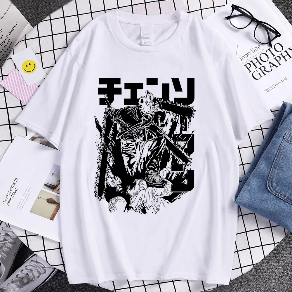 Japanese Anime Chainsaw Manga Women T-shirts Harajuku Summer Y2k Clothes Graphic Print Tees Fashion Woman Blouses 2022 Tops