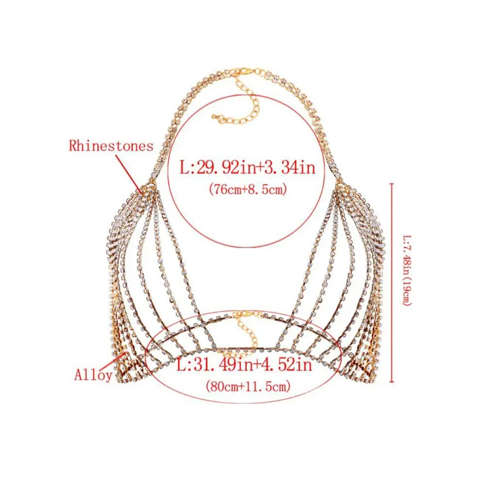 Beach Party Stylish Rhinestone Charming Shiny Crystal Jewelry Lingerie Bikini Chain Bra Jewelry