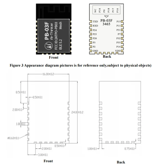 PB-03F Модуль Bluetooth BLE5.2 Low Power PHY6252 Solution