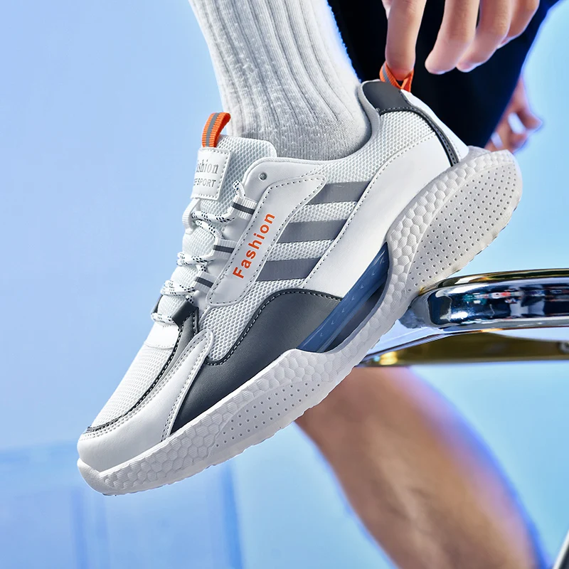 

Новая мужская летняя повседневная спортивная обувь с дышащей сеткой, уличные противоскользящие и износостойкие амортизирующие кроссовки на мягкой подошве