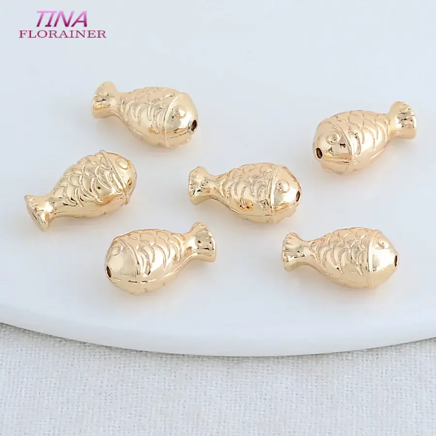 10PCS 7*12.5MM 14K Gold Color Brass Fish Charms Pendants Jewelry Making Supplies Diy Necklaces Bracelet Findings Accessories
