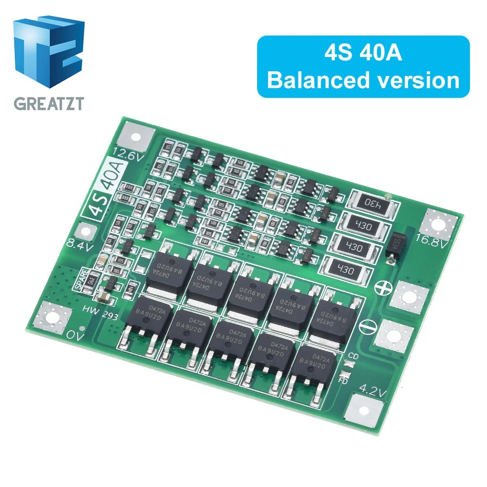 3S 4S 40A 60A Li-ion Lithium Battery Charger Protection Board 18650 BMS For Drill Motor 11.1V 12.6V/14.8V 16.8V Enhance Balance