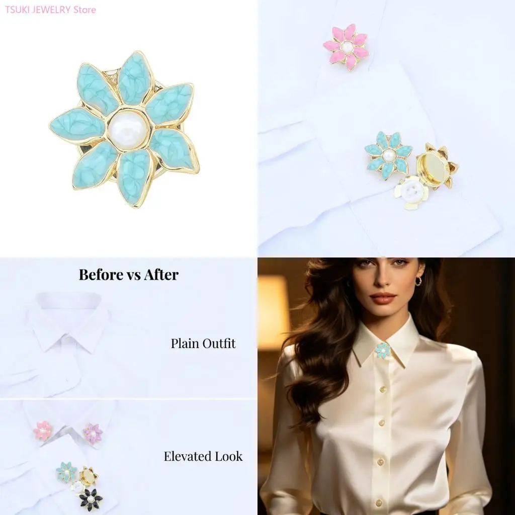 62KE Fashionable Pearls Cufflink With Closure Mechanism Button Cover For Shirts