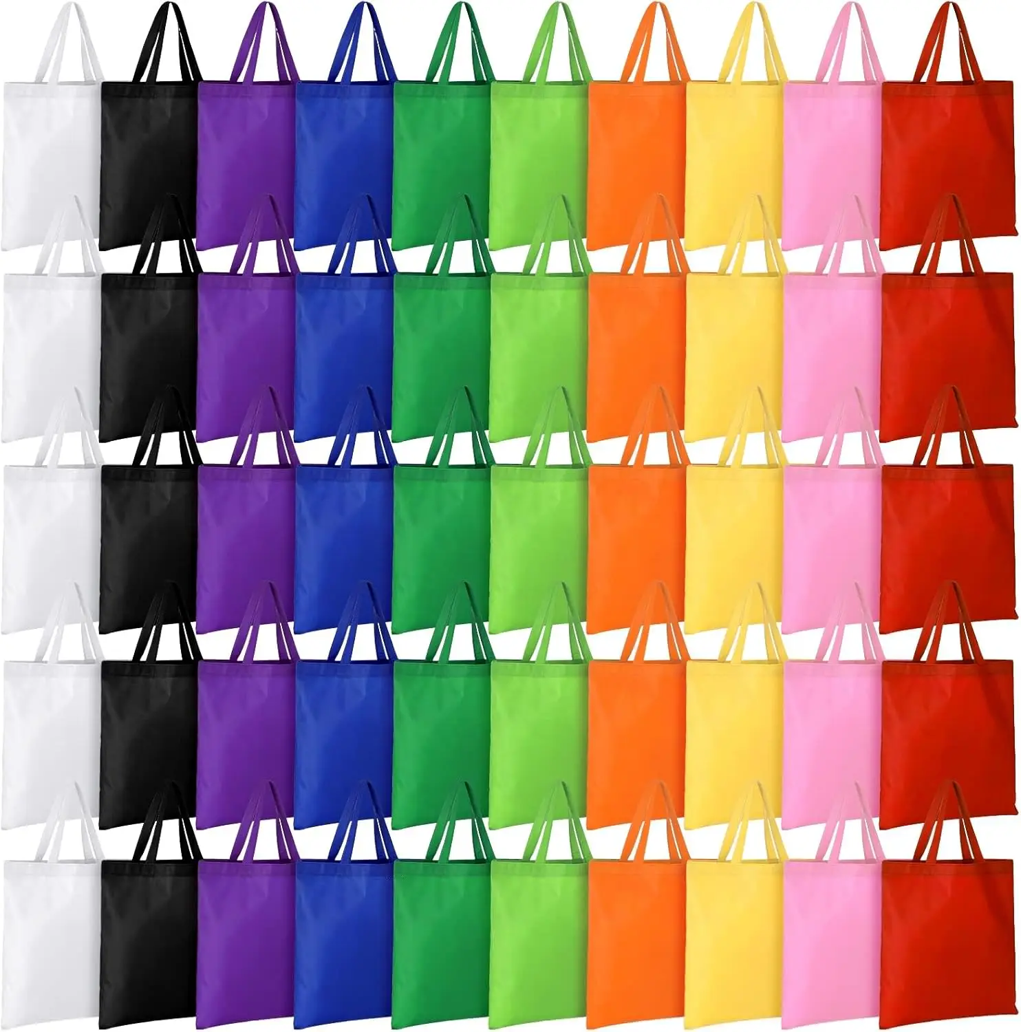 

100 Pieces Bulk Tote Bags Reusable Shopping Grocery Bags 15'' x 16'' Non Woven Fabric Bags with Cloth Fabric Reusable Totes